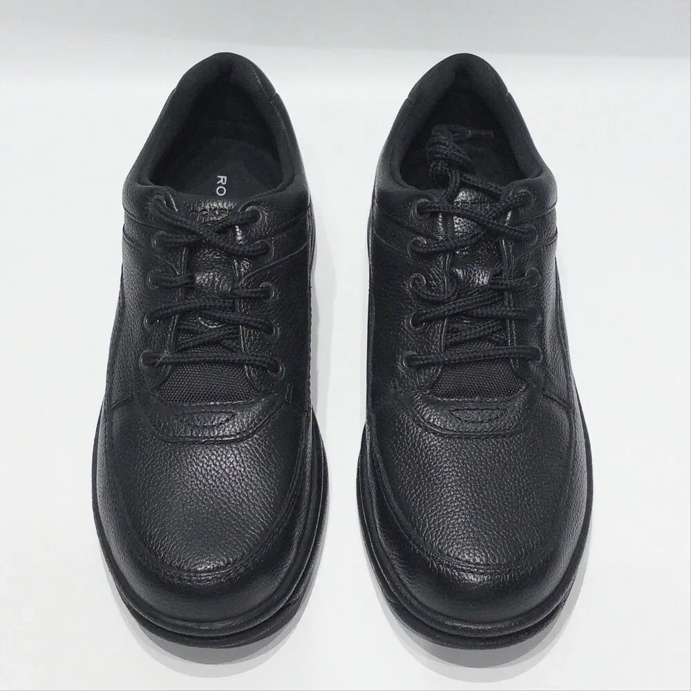 NWOB Rockport World Tour Classic Black Leather Walking Shoes Men Size 10.5W Wide